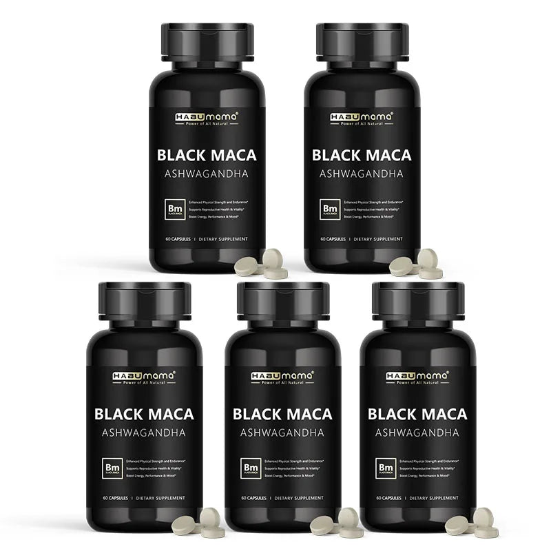 Organic Black Maca -60 Tablets 100% Pure Non-GMo Supports Reproductive Health Natural Energizer Stamina Performance Enhancer