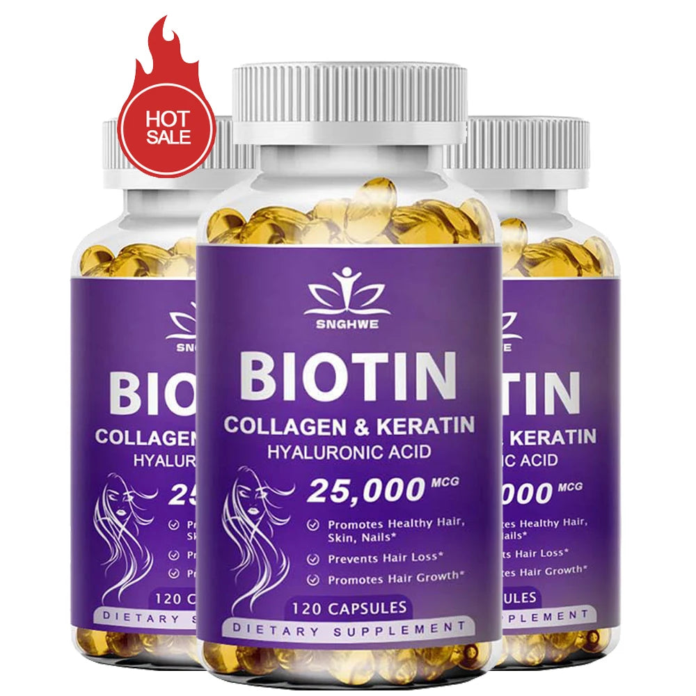 Free Sipping Biotin & Collagen Supplement Nails,Shiny Hair, Skin,Vegetarian Capsules Beauty Health
