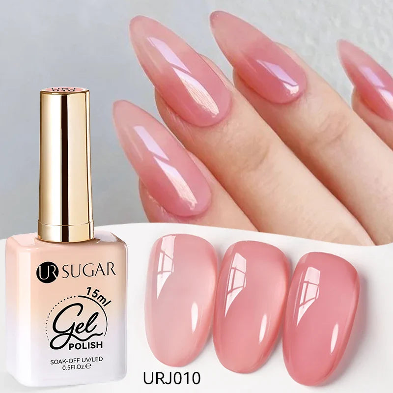 UR SUGAR 15ml Jelly Nude Gel Nail Polish Light Pink Translucent Color Soak Off UV LED Gel Varnish Nail Art DIY Fashion Manicure