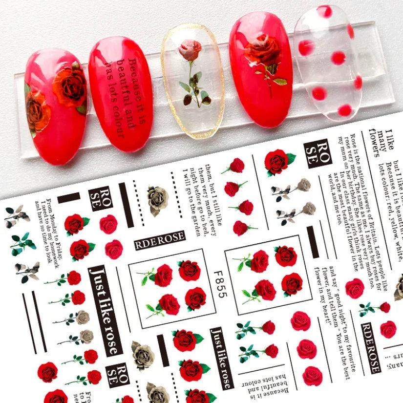 1pcs Sakura Flower 3D Nail Stickers White Cherry Blossom Nail Art Decals Spring Summer Adhesive Slider Decor Wedding Manicure