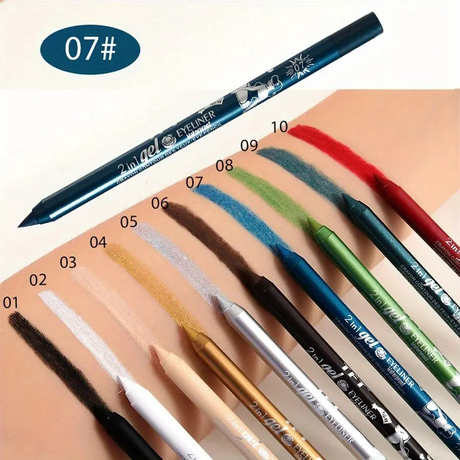 10 Colors Waterproof Eyeliner Pen Long-Lasting Concealer And Lip Liner Gel Pen, Sweatproof And Smudge Proof