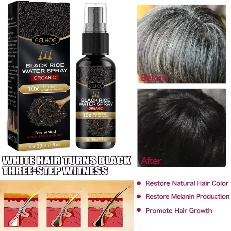 Gray White Hair Treatment Serum Cover White Hair To Black Natural Color Repair Spray Anti Loss Hair Restore Healthy Hair Care
