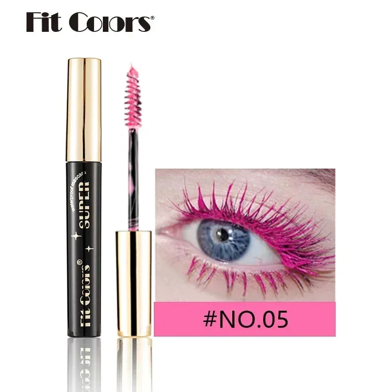 Color Mascara 14 Thick Curl Waterproof Non-smudding Natural Long Lasting Blue White Green Pink Black Eye Makeup