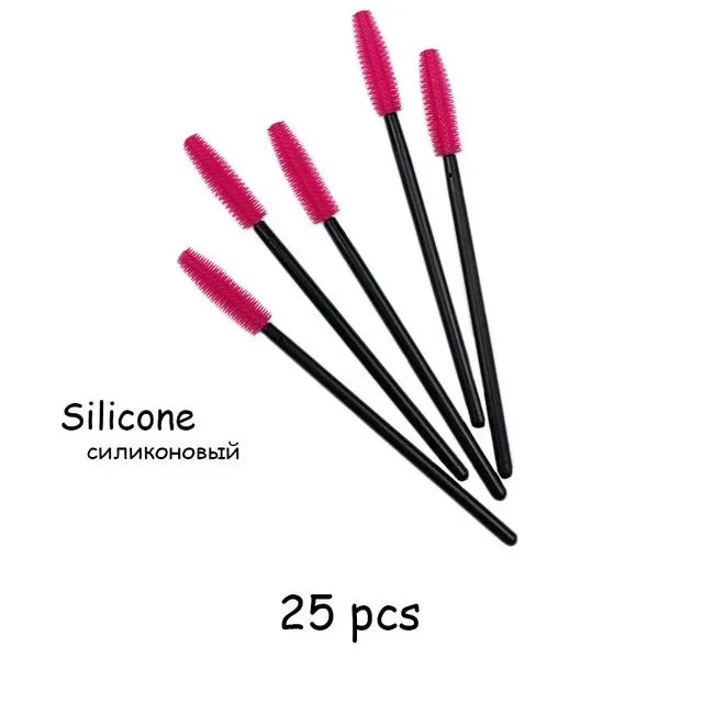 25pcs Silicone Mascara Wands Applicator Disposable Eyelash Brushes Comb Beauty Makeup Brush For Women Eyelash Extension tools
