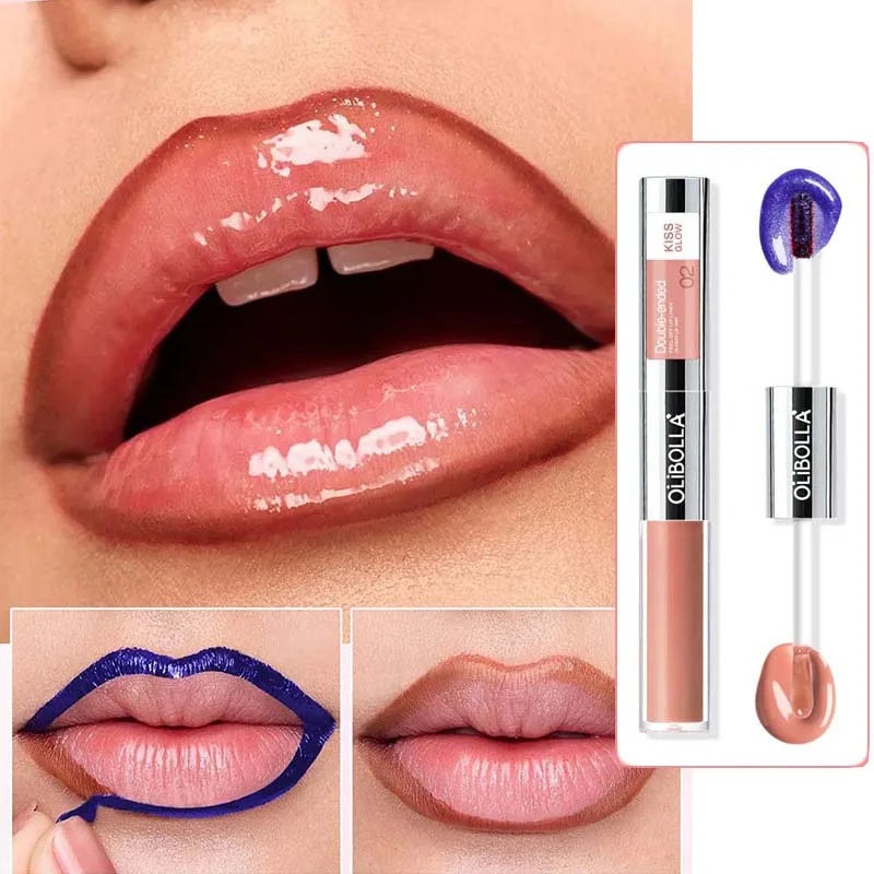 Double-headed Peel Off lip Tints/Stains Plump Lip Gloss Natural Waterproof Non Stick Cup Soft Nude Brown Tattoo Lip Liner Makeup