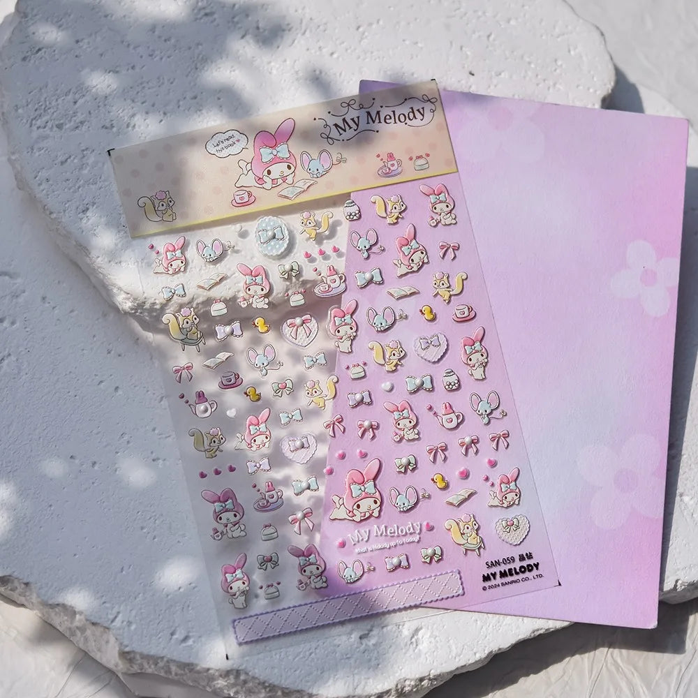 1PCS New Color Laser Hello Kitty Cartoon 5D Nail Stickers Sanrio Cinnamoroll Pochacco Nail Art Supplies DIY Nail Art Stickers