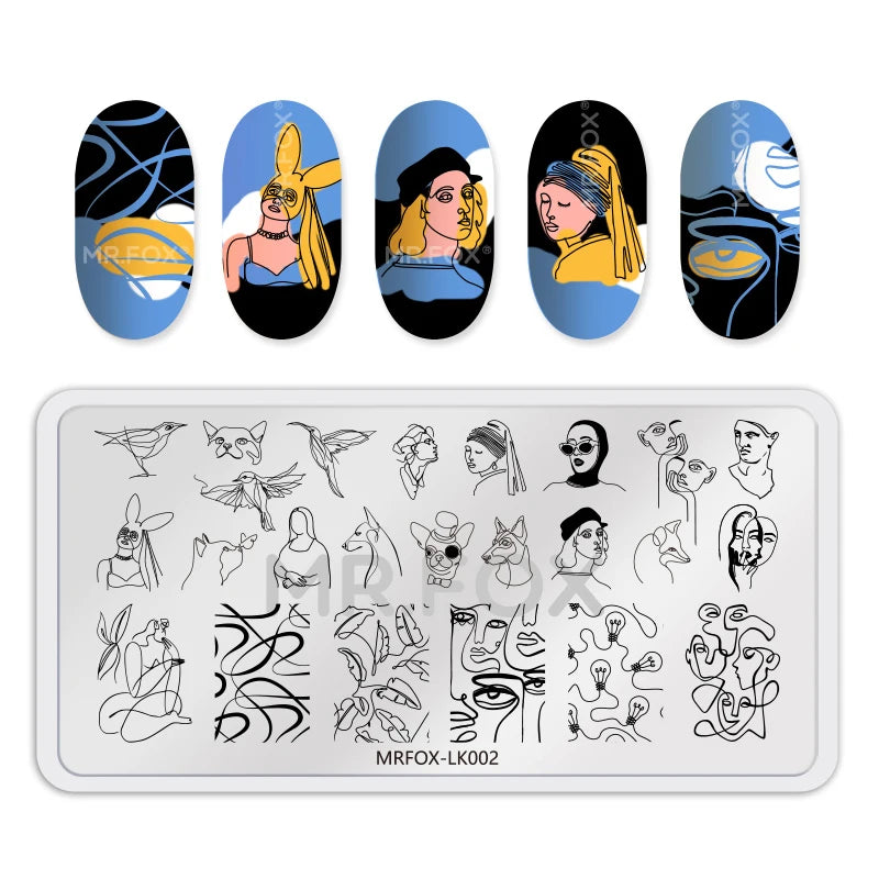 1PCS Blue Ocean Animal Nail Art Stamping Plates Fish Image Stencils for Nails Stamp Tools Manicure Template
