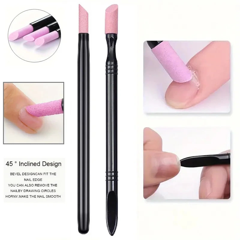 Pumice Stone Nail File Pusher Nails Sanding Sticks Nail Art Pen Cuticle Remover Pushing Dead Skin Trimmer Buffer Manicure Tools