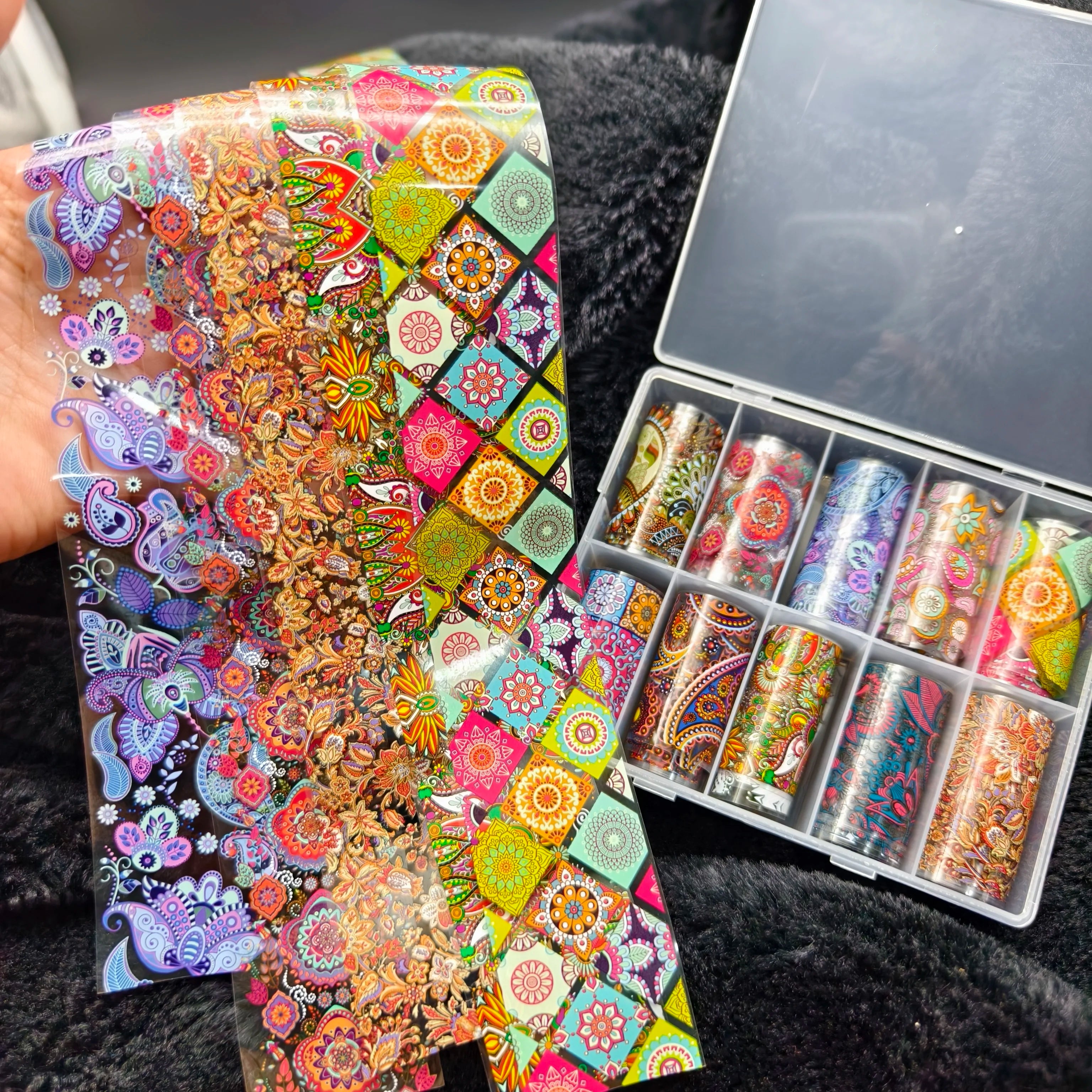 10Rolls Halloween Flower Plaid Angel Marble Bow Nail Foils Transfer Paper Nail Art Stickers Decal Nails Decoration