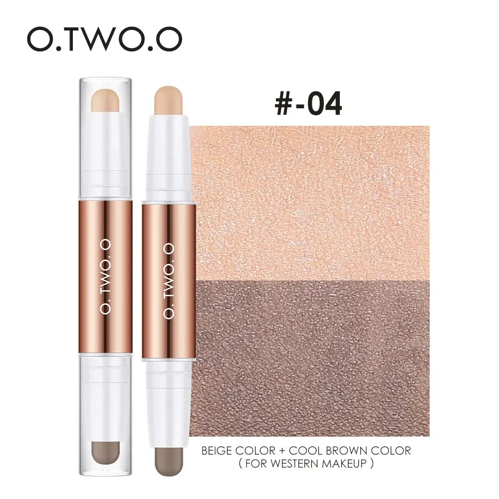 O.TWO.O Double-Headed Contour Stick Waterproof Matte Highlighter Concealer Clavicle Shadow Pen 3D Face Highlighting Makeup Pen