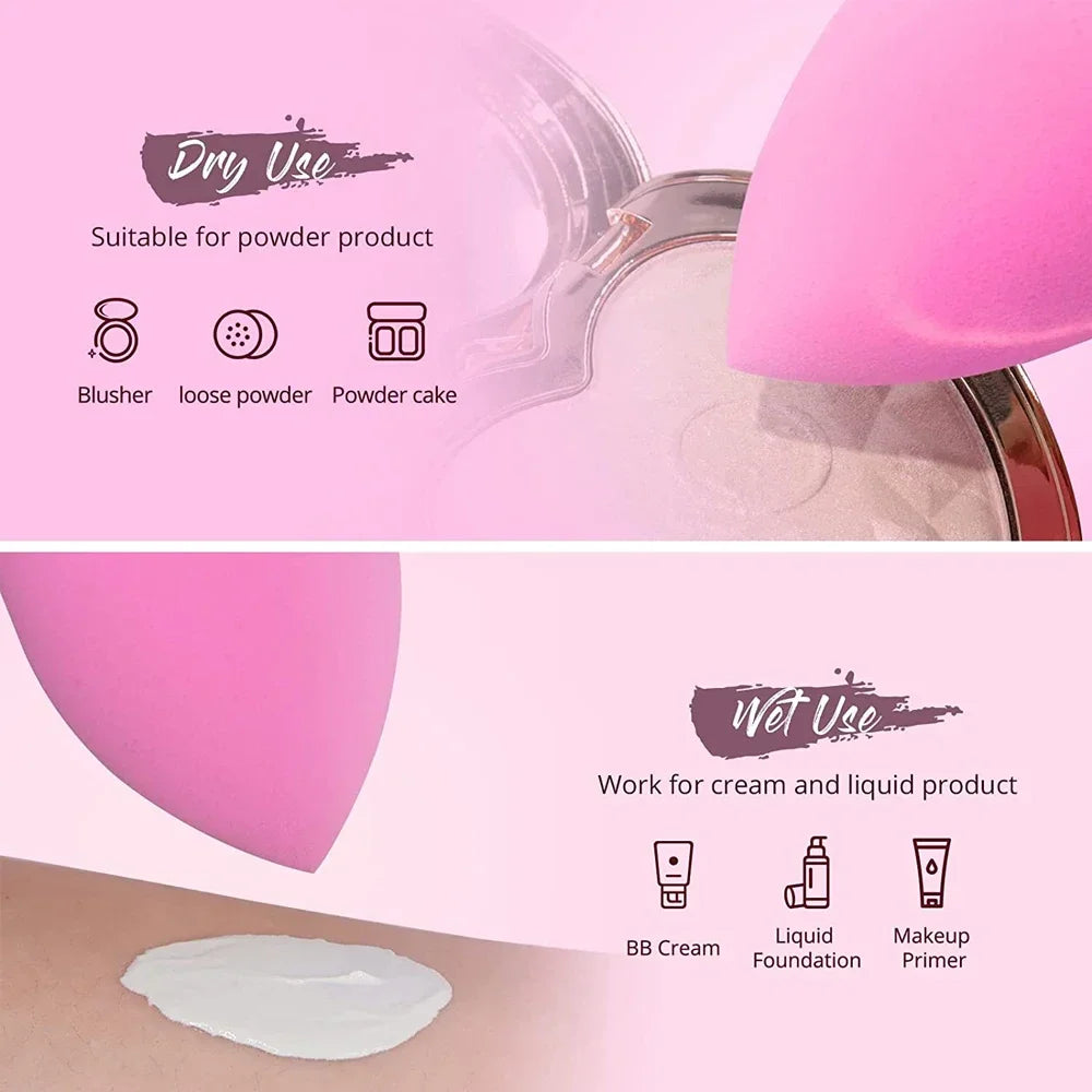 6pcs Mini Makeup Sponge Powder Cosmetic Puff Dry and Wet Sponge Concealer Liquid Foundation Beauty Women Make Up Accessories