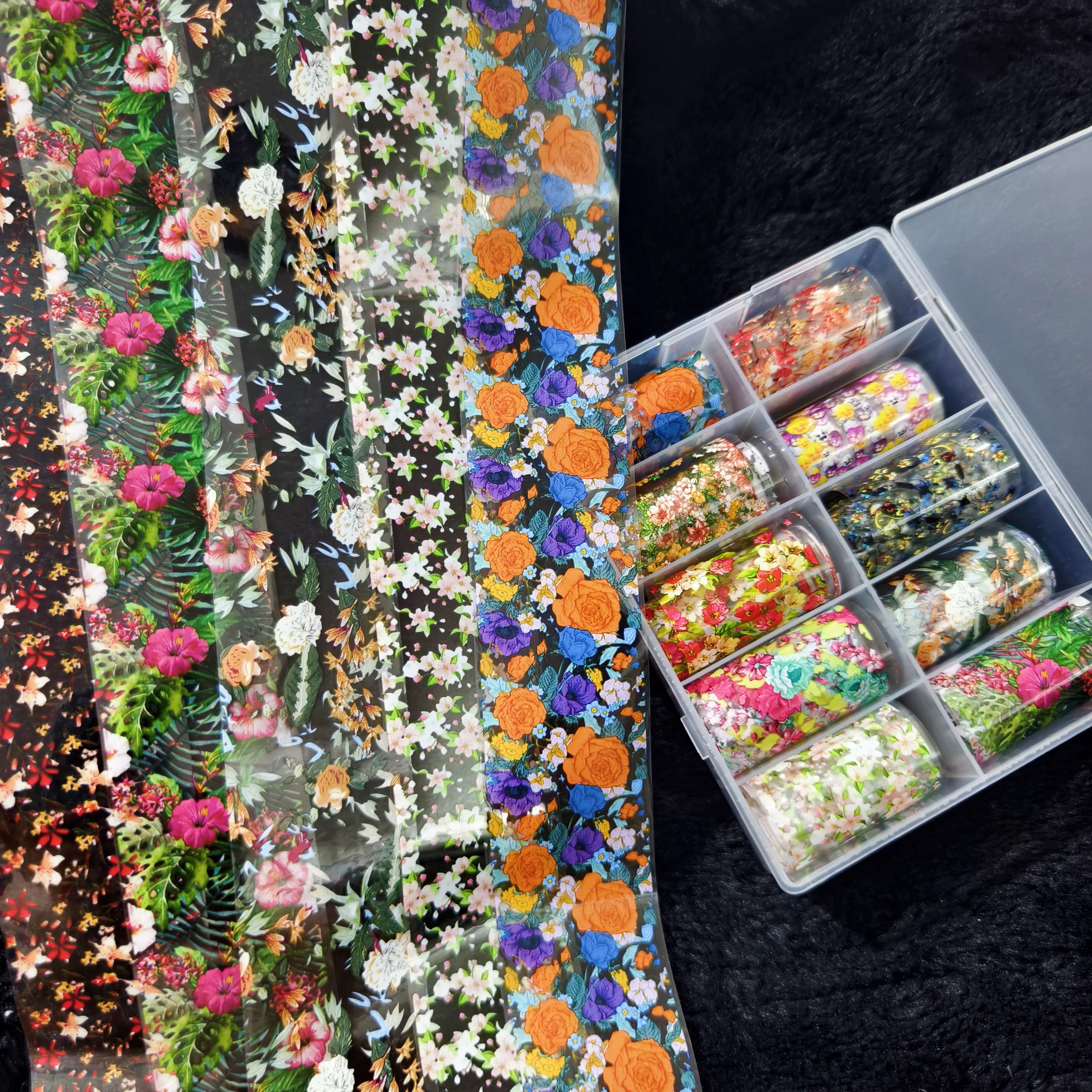 10Rolls Halloween Flower Plaid Angel Marble Bow Nail Foils Transfer Paper Nail Art Stickers Decal Nails Decoration