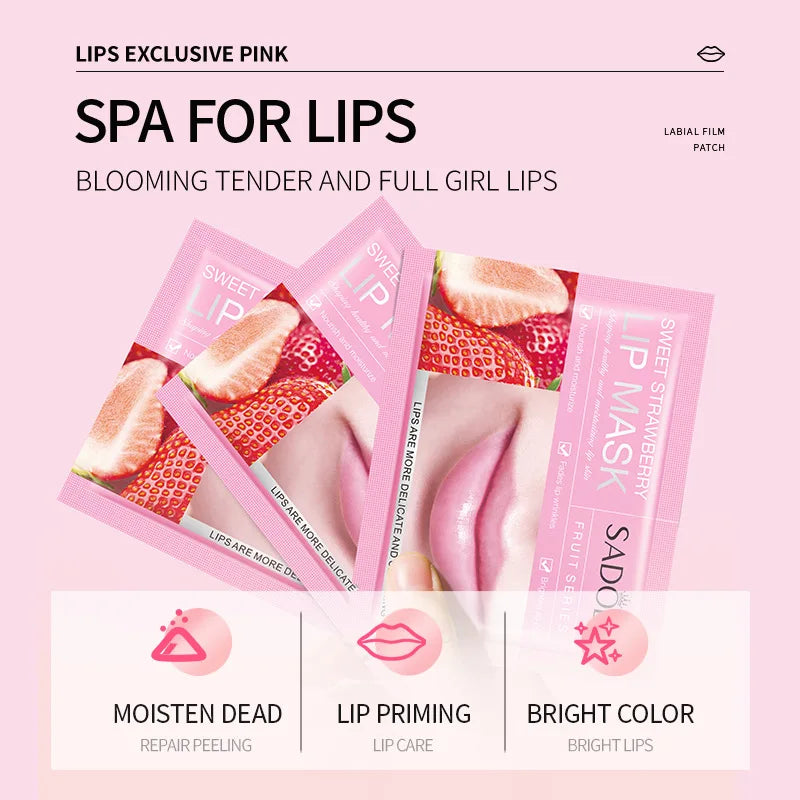 10pcs SADOER Fruits Moisturizing Lip Mask Nourishing Beauty Hydrating Crystal Collagen Gel Lip Patches Skin Care