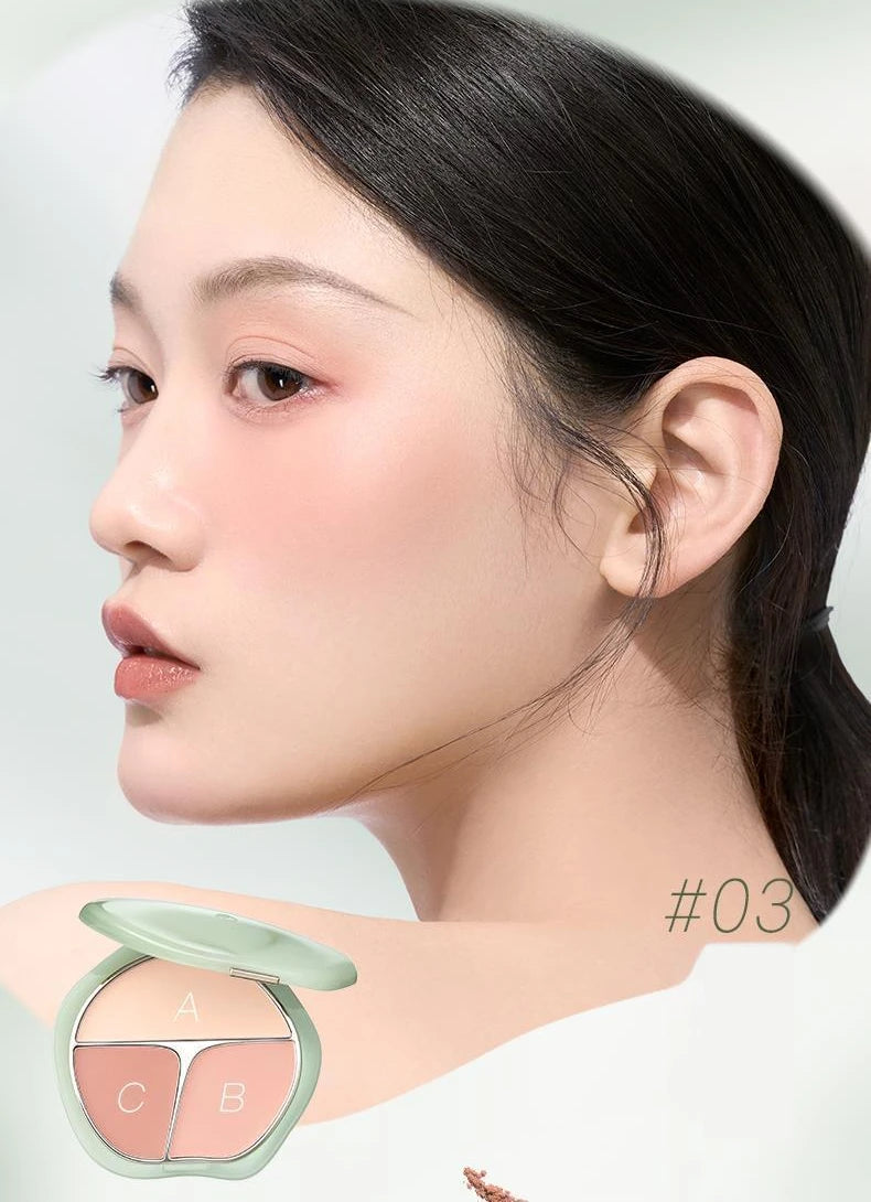 TIMAGE 3 Color Blusher Matte Powder Cheek Blush Natural Brightening Rouge Plate Expansion Color Milk Tea