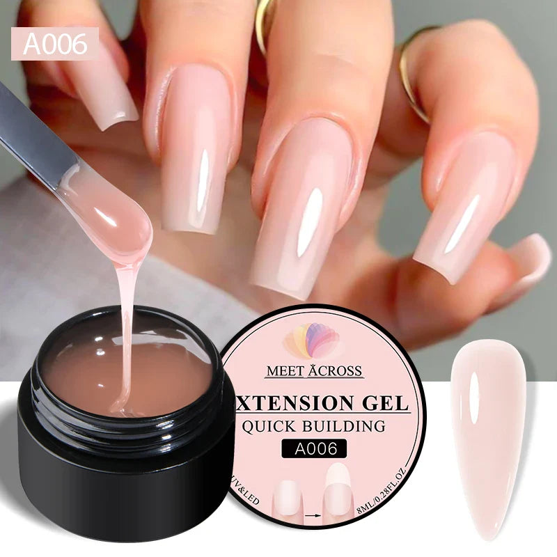 MEET ACROSS 8ml Milk White Quick Extension Gel Nail Polish Vernis Semi Permanent Soak Off Nail Art UV Gel LED Varnish Nails