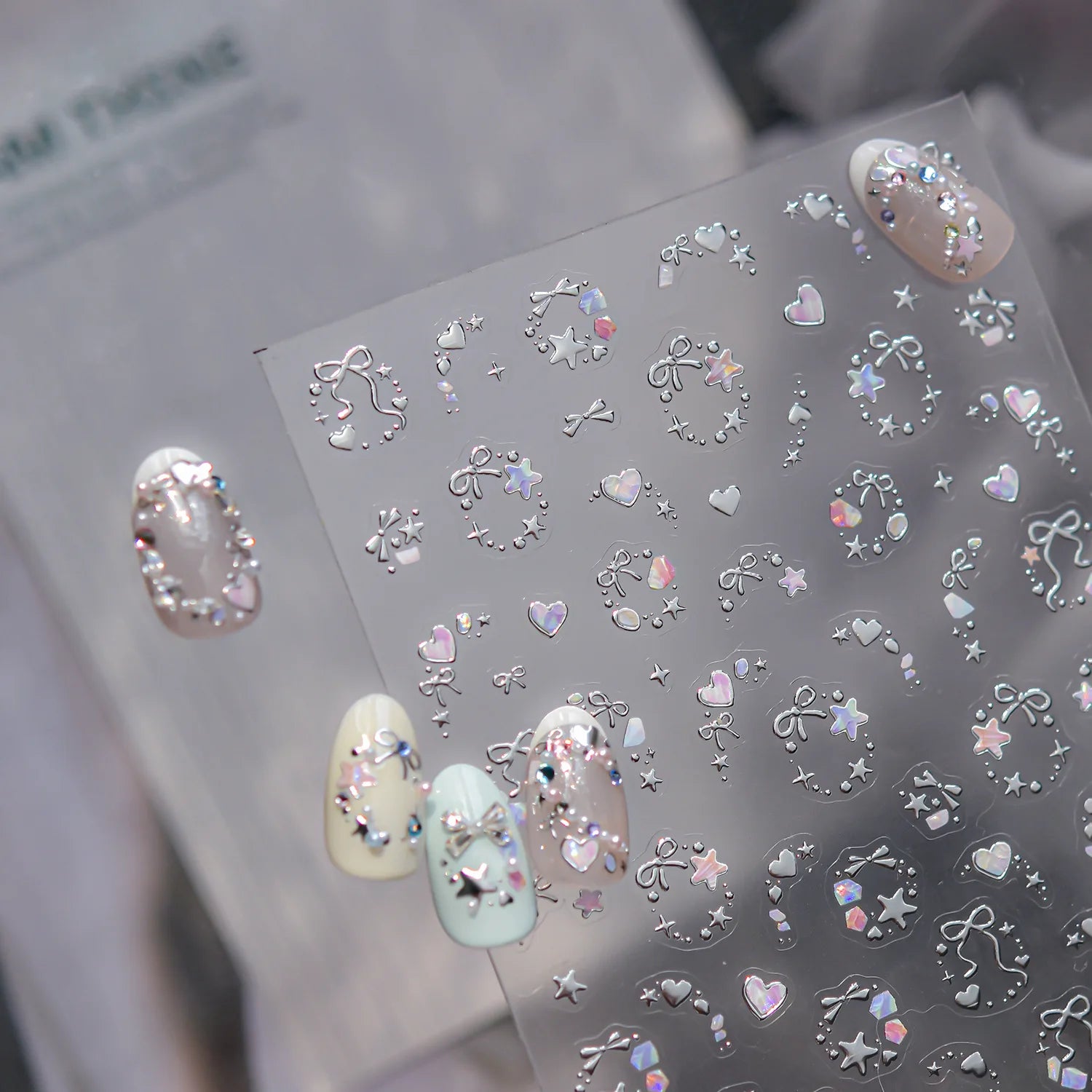 Metallic Dream Nail Stickers Sparkling Magic Color Nail Star Bows Garland Design Stickers Press On Nails DIY High End Nail Decal