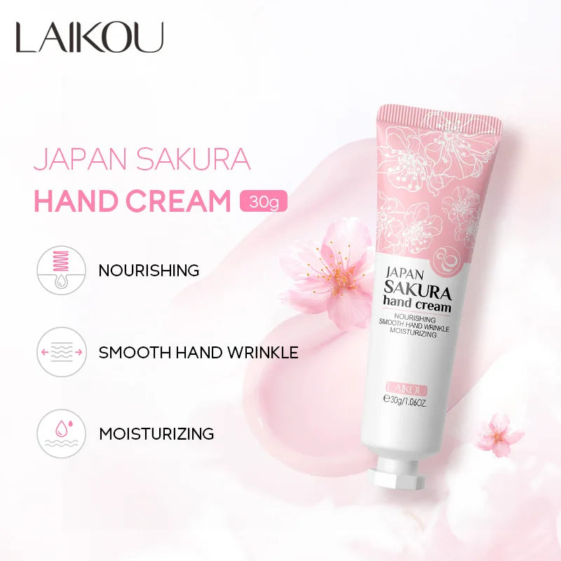 LAIKOU Sakura Hand Cream Whitening Wrinkle Removal Anti-crack Moisturizing Fade Fine Lines Korea Skin Care Health Beauty 30g