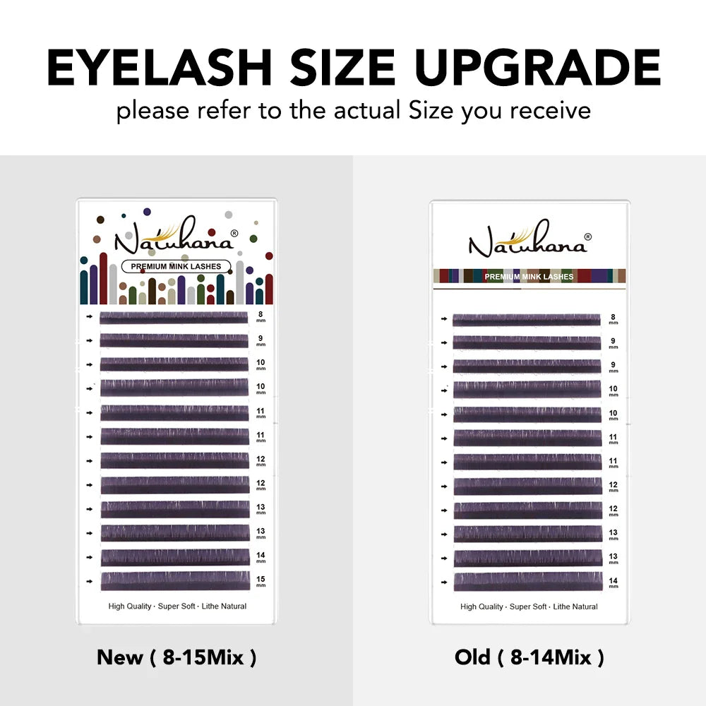 NATUHANA Dark Colored Eyelashes Extension Individual Natural False Mink Colorful Eyelash Grey Blue Color Lashes for Party Makeup