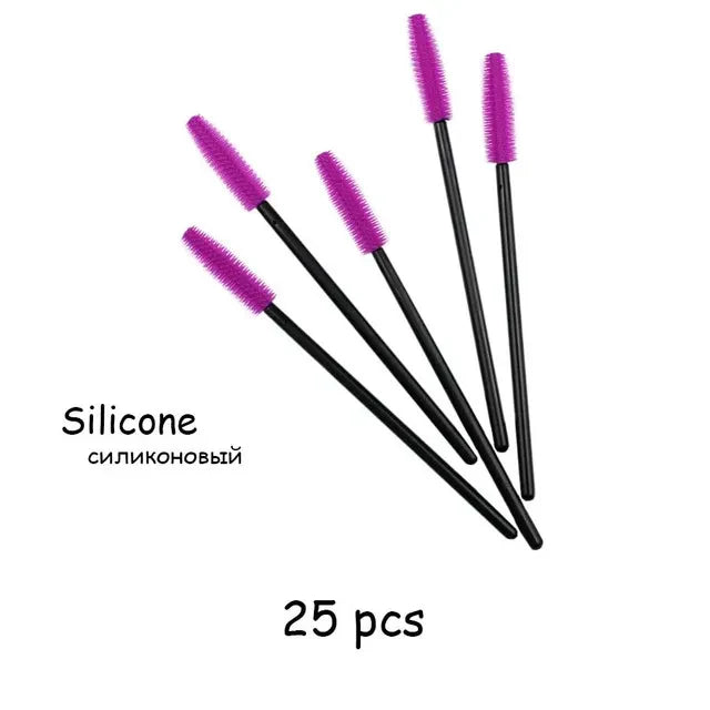 25pcs Silicone Mascara Wands Applicator Disposable Eyelash Brushes Comb Beauty Makeup Brush For Women Eyelash Extension tools