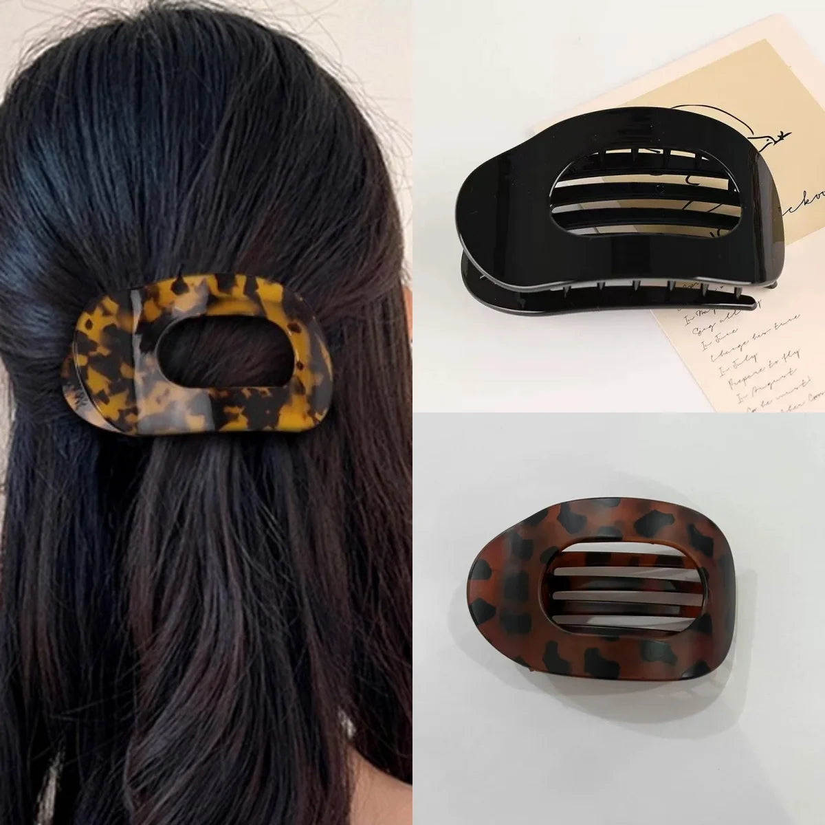 2PCS Flat Elliptical Hair Clips, Duckbill Clips with Strong Grip, Simple Hair Accessories for Updo Hairstyles at the Back of the