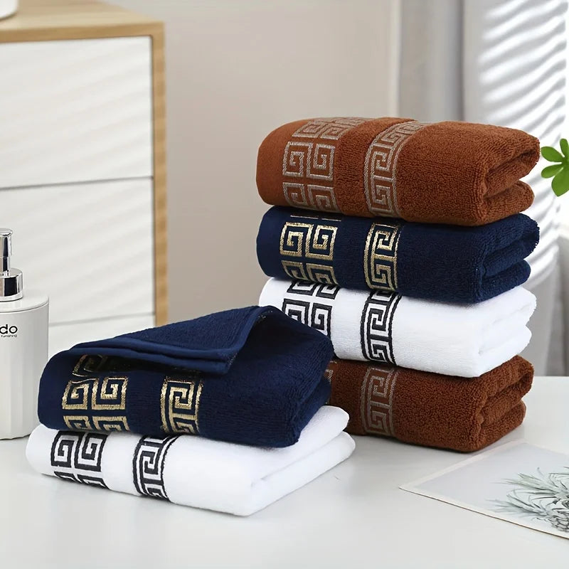Set of 3 Cotton Bathroom Towels Sets 2pcs Hand Face Towel 35x75cm and 1pcs Big Bath Towels 70X140cm Washcloths Gift Towels