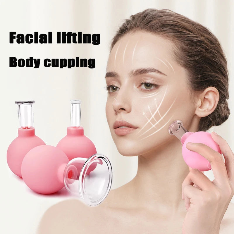 Rubber Face Massager Vacuum Cupping Face Skin Lifting Facial Cups Anti Cellulite Cup Anti-Wrinkle Cupping Therapy Facial Tool
