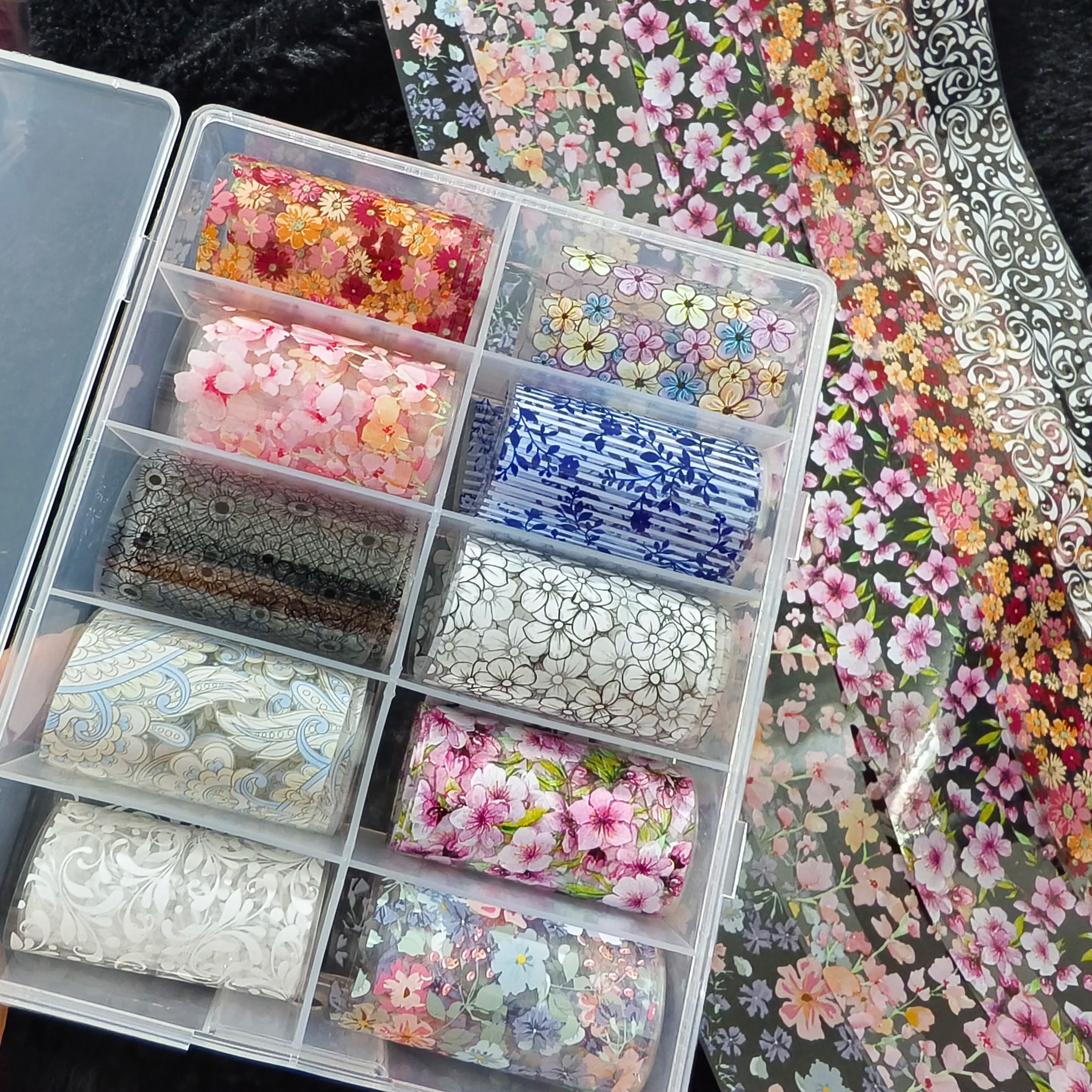 10Rolls Halloween Flower Plaid Angel Marble Bow Nail Foils Transfer Paper Nail Art Stickers Decal Nails Decoration