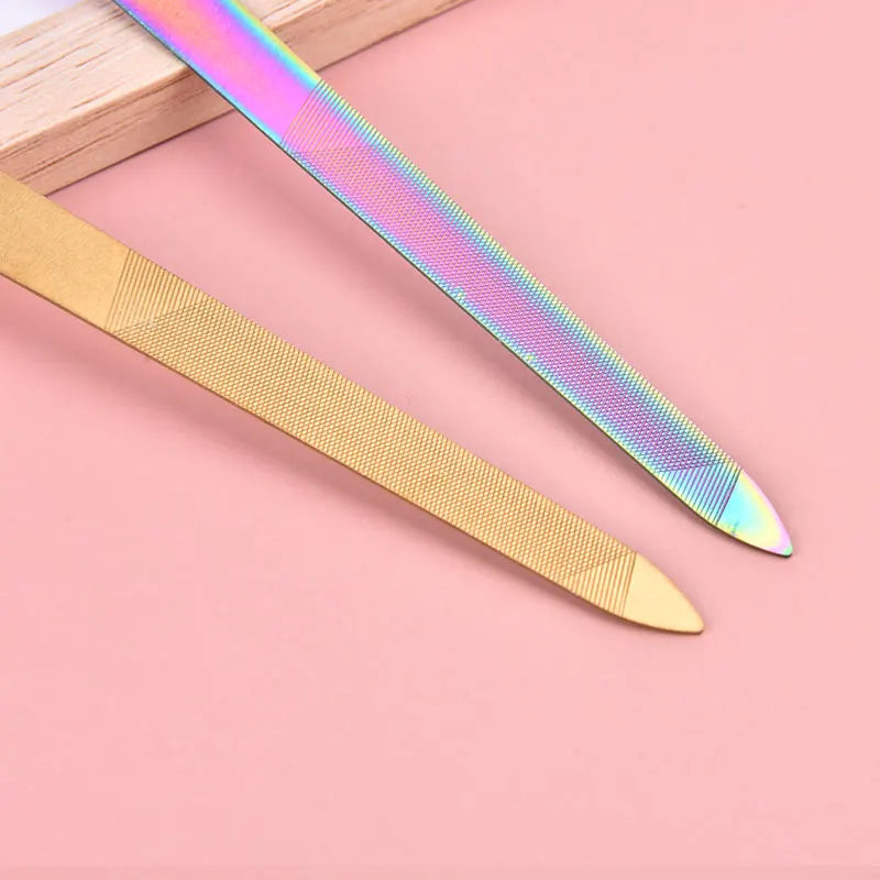 Stainless Steel Double Sides Thick Nails Pedicure Metal Nail File Acrylic Manicure Tools Gel Rasp Nail Accessories