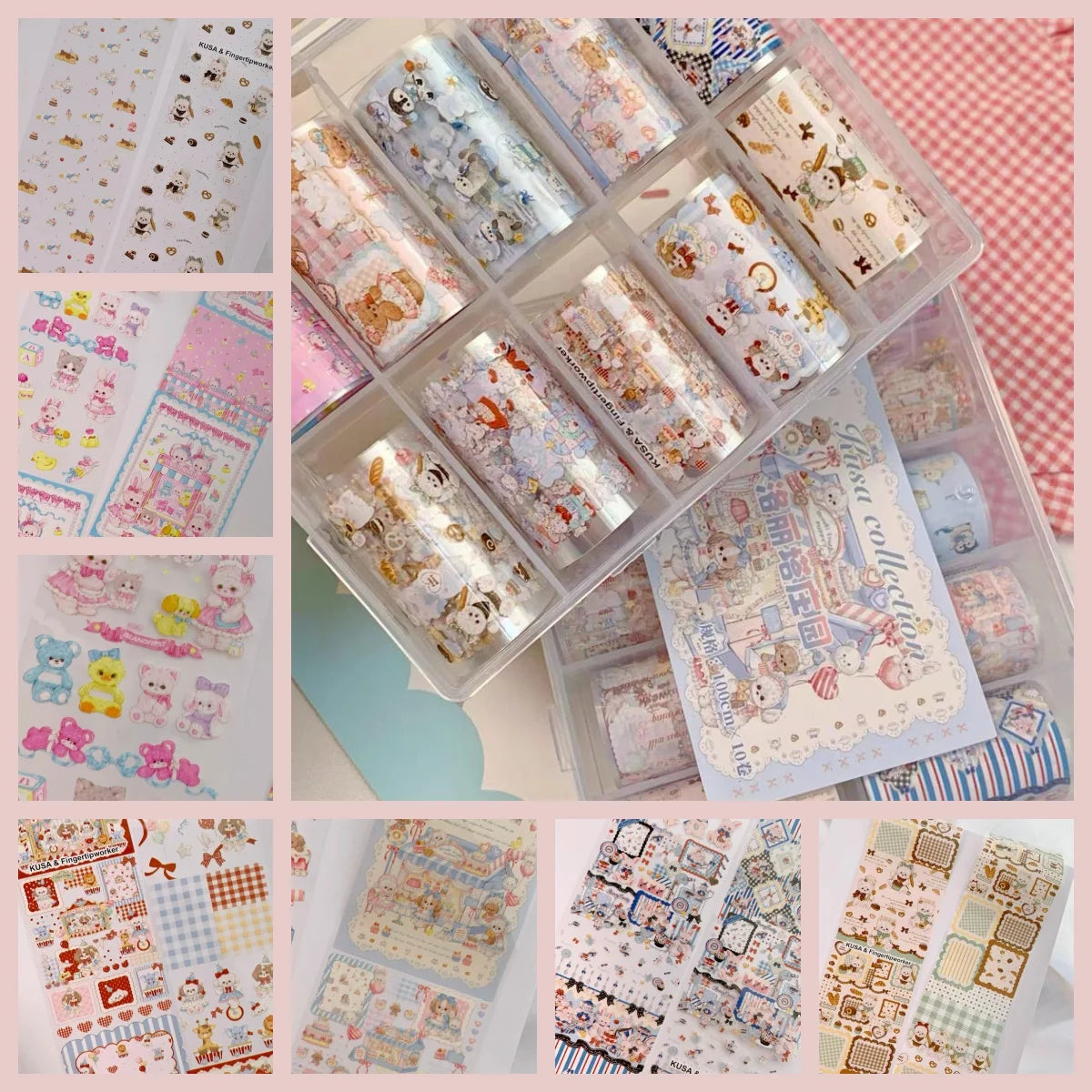 10Rolls Plaid Thousand-Bird Bow Stars Nail Foils Transfer Paper Nail Art Stickers Manicure Set Decal Nails Decoration