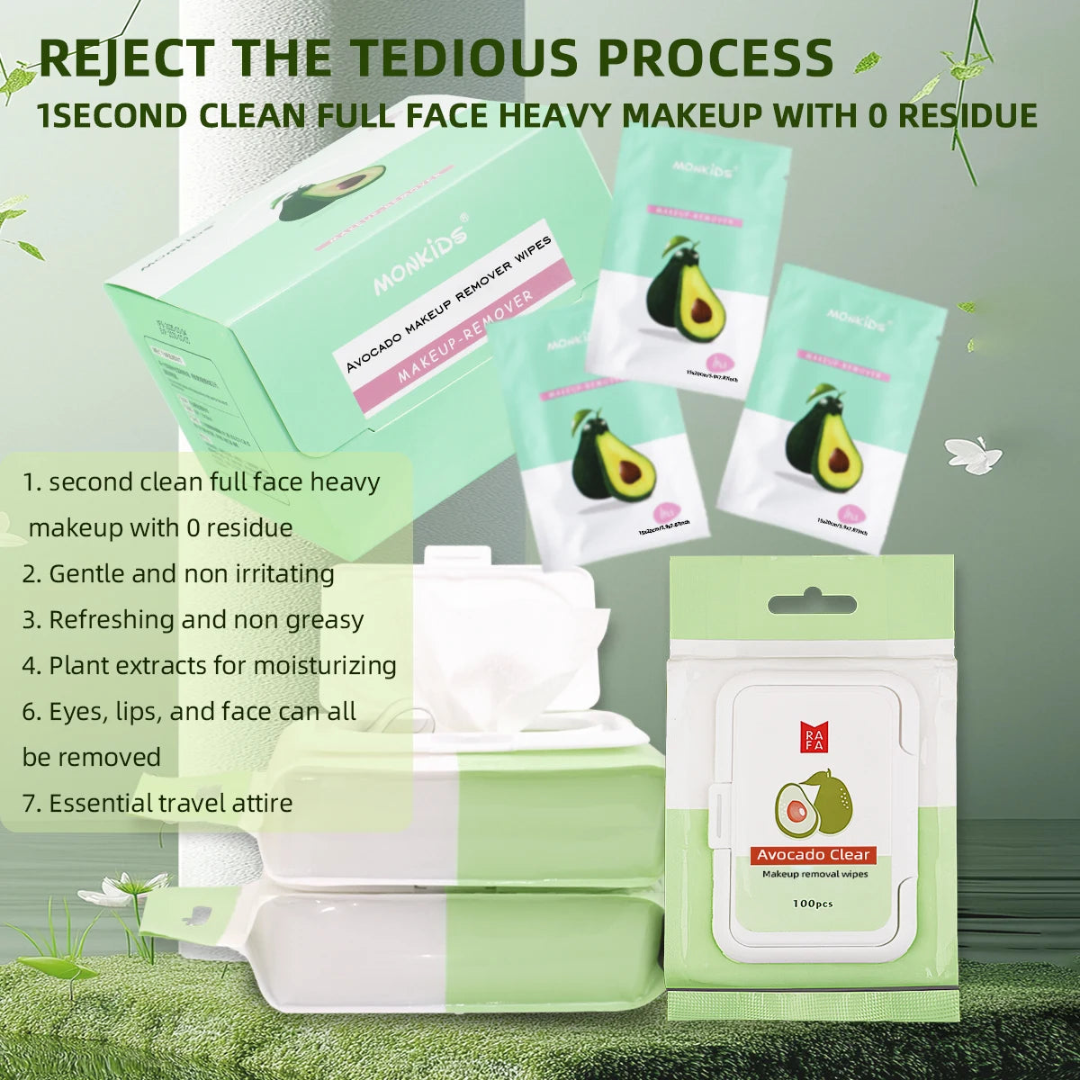 1 pack of makeup remover wipes +1 box of individually packaged makeup remover wipes, facial makeup remover wipes.