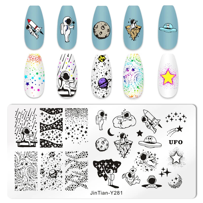 Valentine's Day Nail Stamping Plates Rose Flower Love Theme Nail Art Plate Stainless Steel Halloween Nail Design Stencil Tools