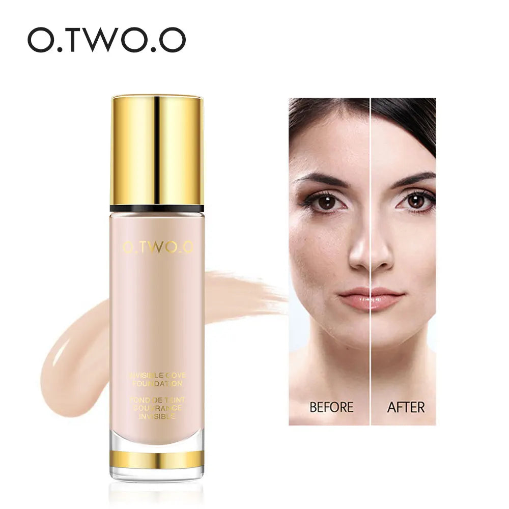 O.TWO.O Liquid Foundation Smooth Invisible Pores Conceal Flawless Makeup Base 8 Colors Waterproof Face Cosmetics 30ml