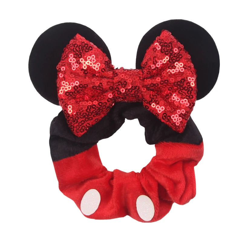 Women Ears Hair Scrunchies Velvet Hairbands For Girls Sequins Bows Headband Women Trip DIY Accessories Mouse Party Decor