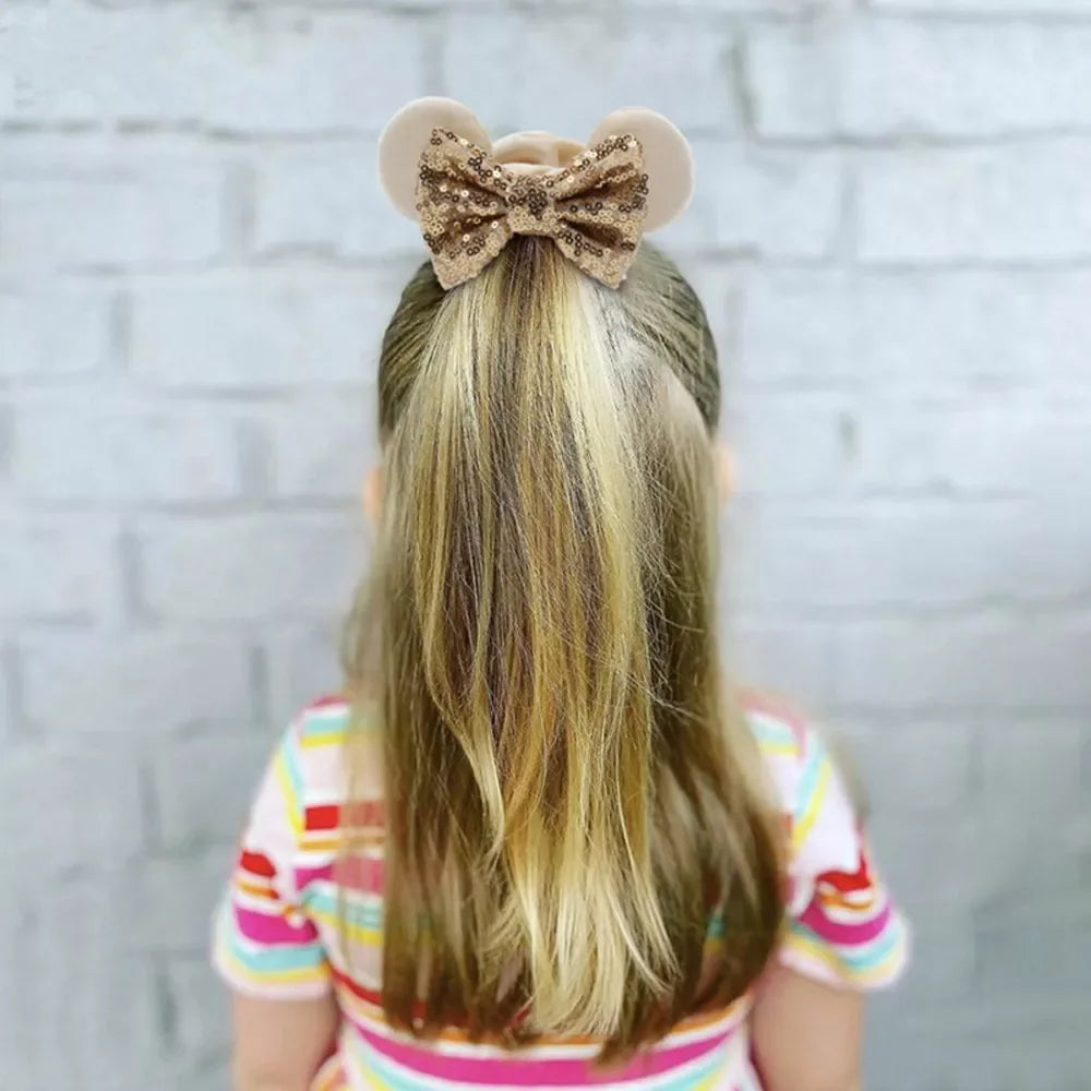 Women Ears Hair Scrunchies Velvet Hairbands For Girls Sequins Bows Headband Women Trip DIY Accessories Mouse Party Decor