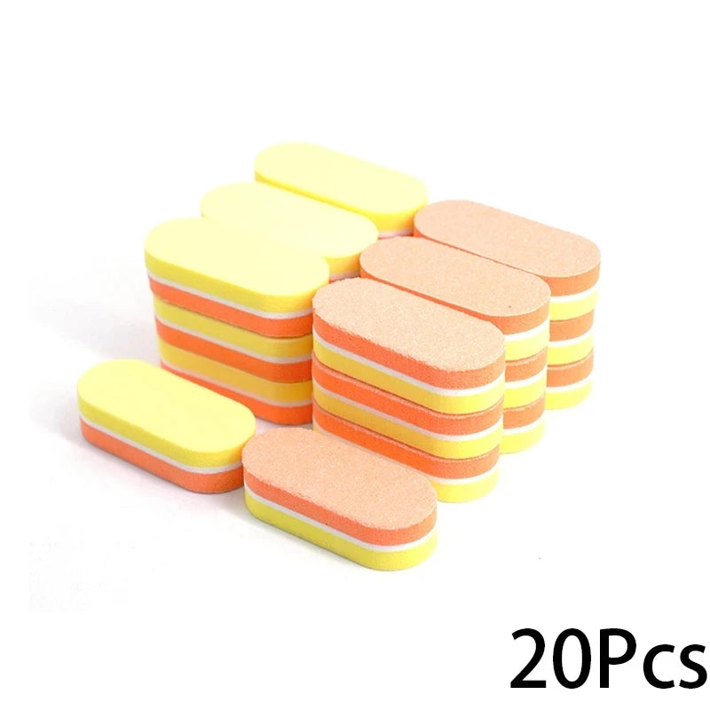 10/20/40Pcs Mini Nails Sponge File Buffer Block Double Color Buffing Sanding File Pedicure Manicure Tool Gel Suplies Accessories