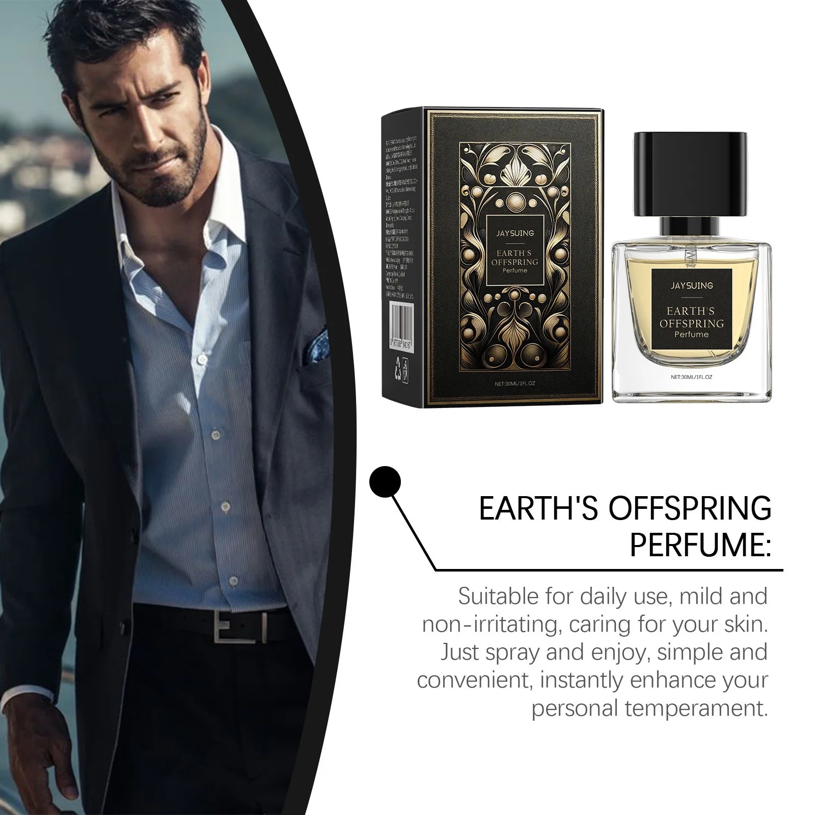 Jaysuing 30ml Men Charming Daily Perfume Refreshing Gentleman Scent Long-Lasting Fragrance Boosts Confidence Body Spray