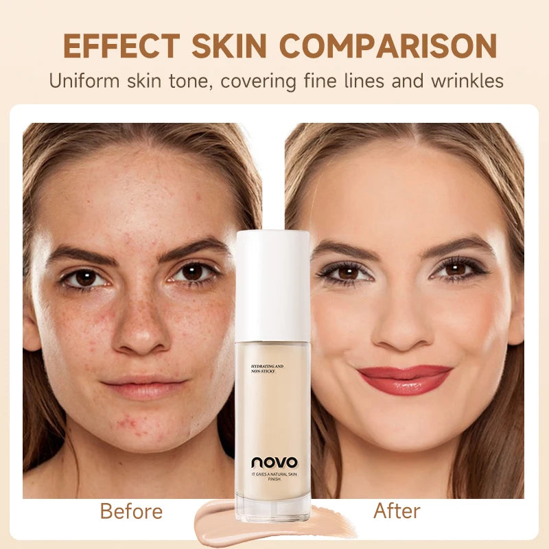 Hyaluronate Liquid Foundation,Long-Lasting Concealer Bb Cream,Vitamin E Nourishing,Water-Resistan,Buildabl,Improves Uneven Skin