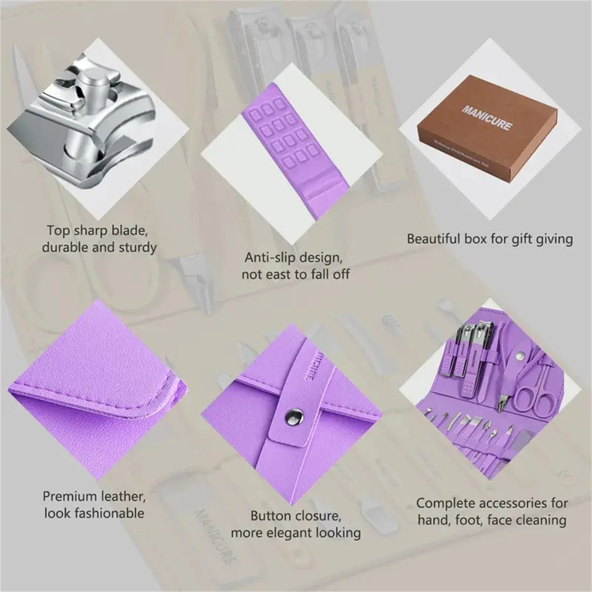 Nail Clippers Set Fingernail and Toenail Clipper Cutters, Manicure Pedicure Kit 16 Pieces Stainless Steel Professional Grooming