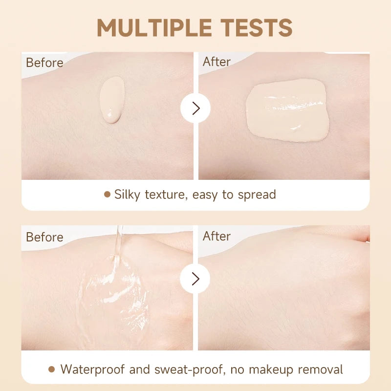 Hyaluronate Liquid Foundation,Long-Lasting Concealer Bb Cream,Vitamin E Nourishing,Water-Resistan,Buildabl,Improves Uneven Skin