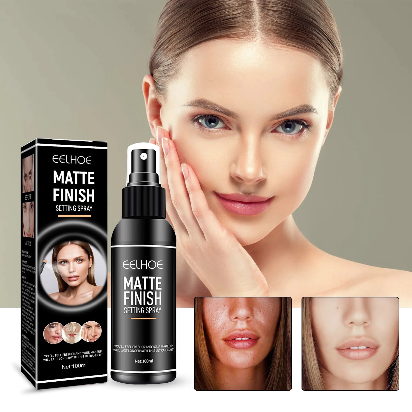 EELHOE Matte Makeup Setting Spray Oil Control Long-lasting Waterproof Refreshing Non-sticky Lock Matte Finish Setting Spray
