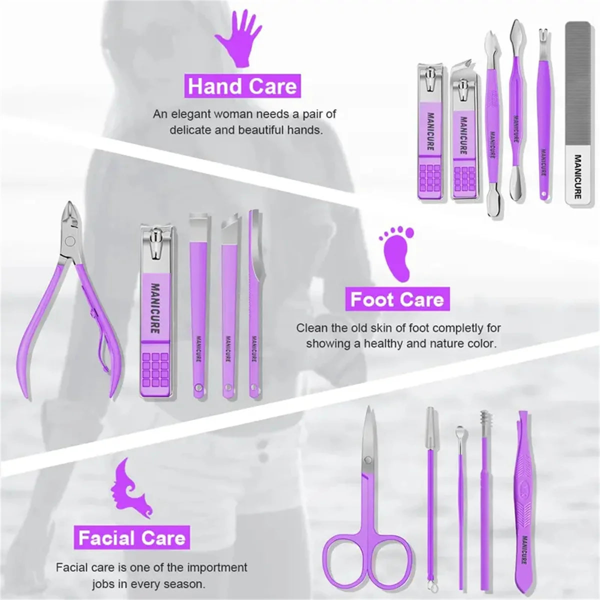 Nail Clippers Set Fingernail and Toenail Clipper Cutters, Manicure Pedicure Kit 16 Pieces Stainless Steel Professional Grooming