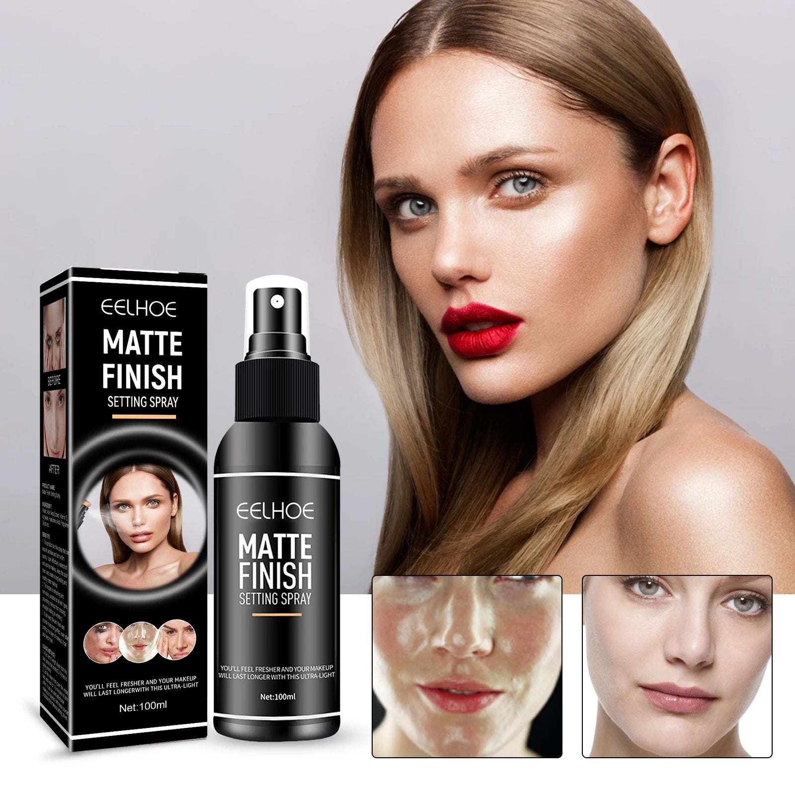 EELHOE Matte Makeup Setting Spray Oil Control Long-lasting Waterproof Refreshing Non-sticky Lock Matte Finish Setting Spray