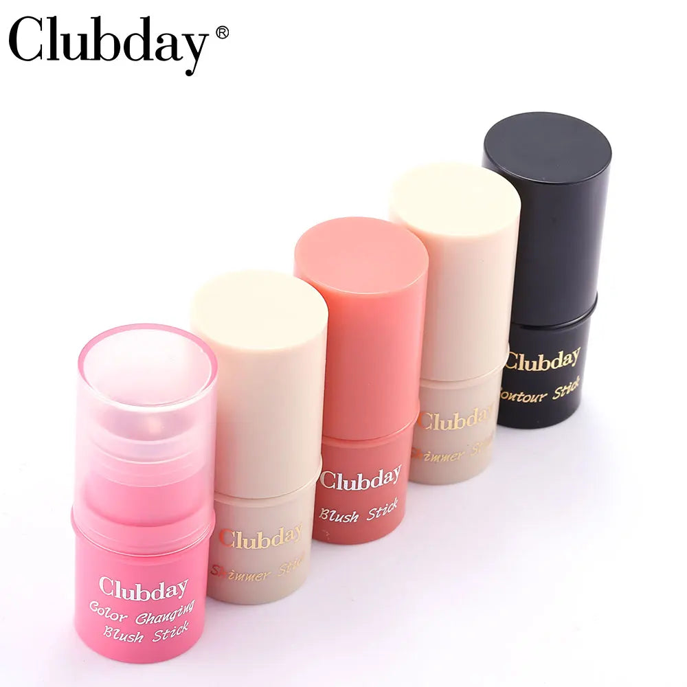 Clubday 4 Colors Face Matte Easy Color Jelly Blush Fixing Highlighting Long Lasting Waterproof Blush Stick