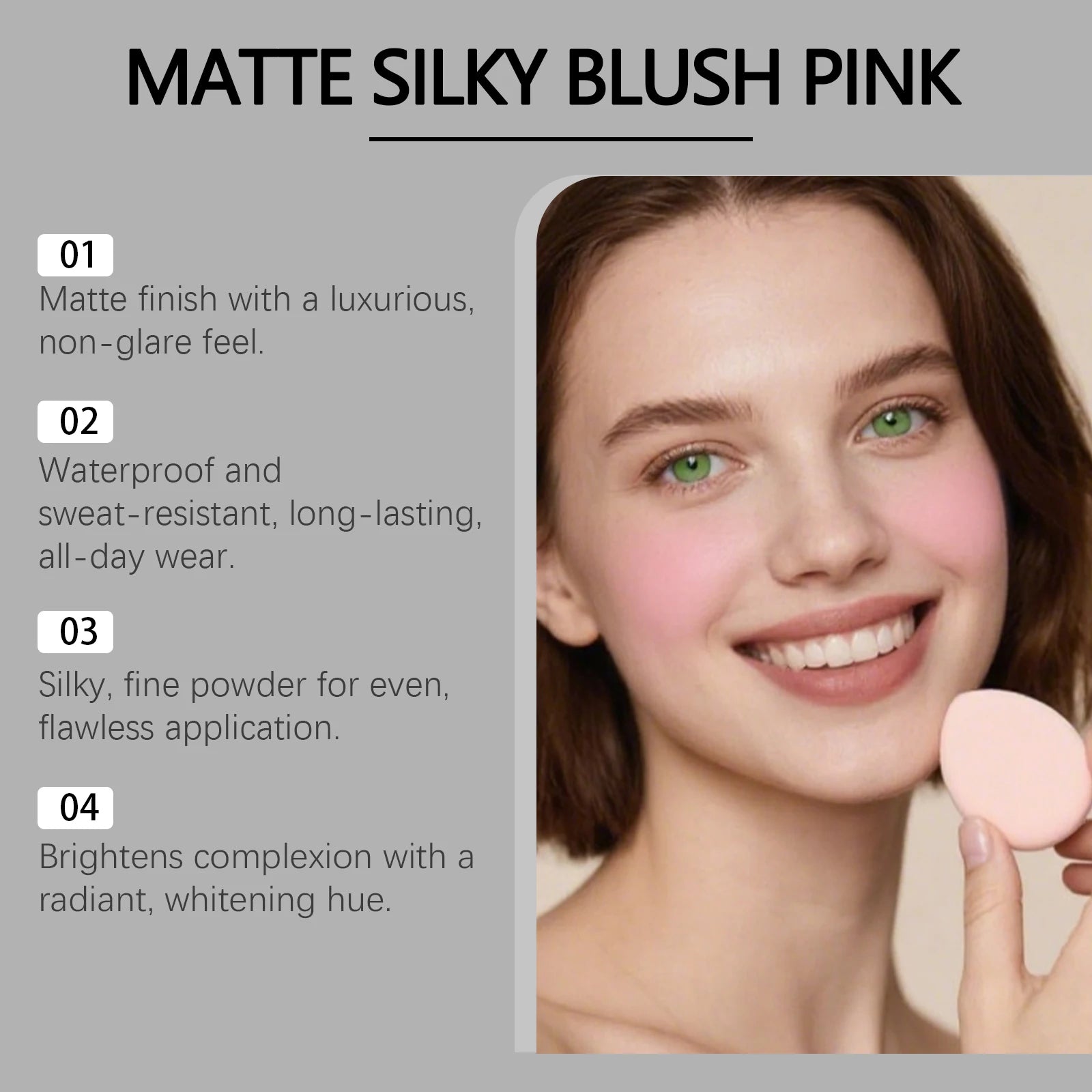 Multi Color Matte Silky Blush Waterproof Lasting Color Cheek Makeup Easy to Apply No Fly Away Sweatproof Makeup Blush for Daily