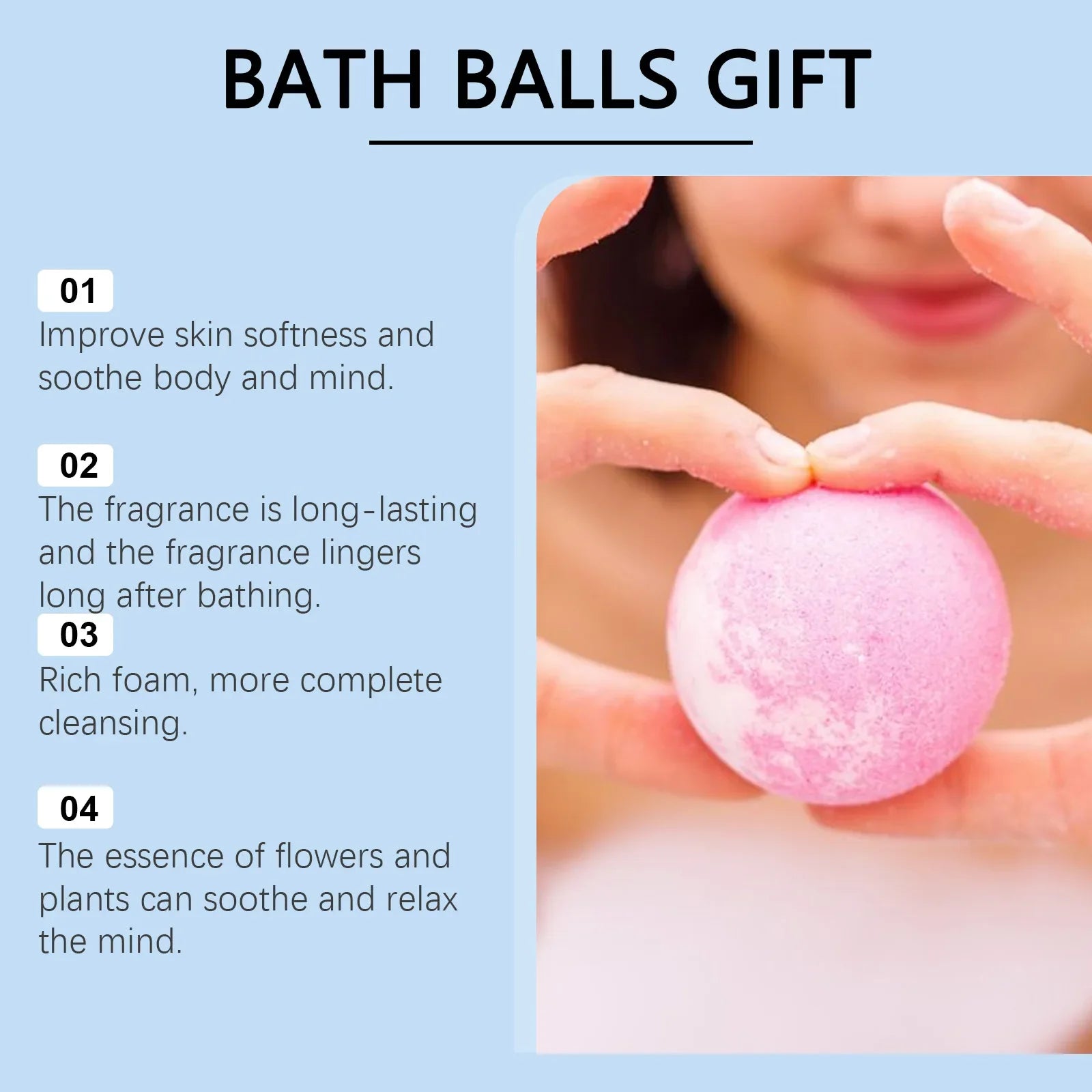 Wiieey 30gx6 Lasting Fragrance Bath Bomb Salt Nourish Floral Scent Body Wash Cleansing Spa Relaxing Exfoliating Skin Shower Ball
