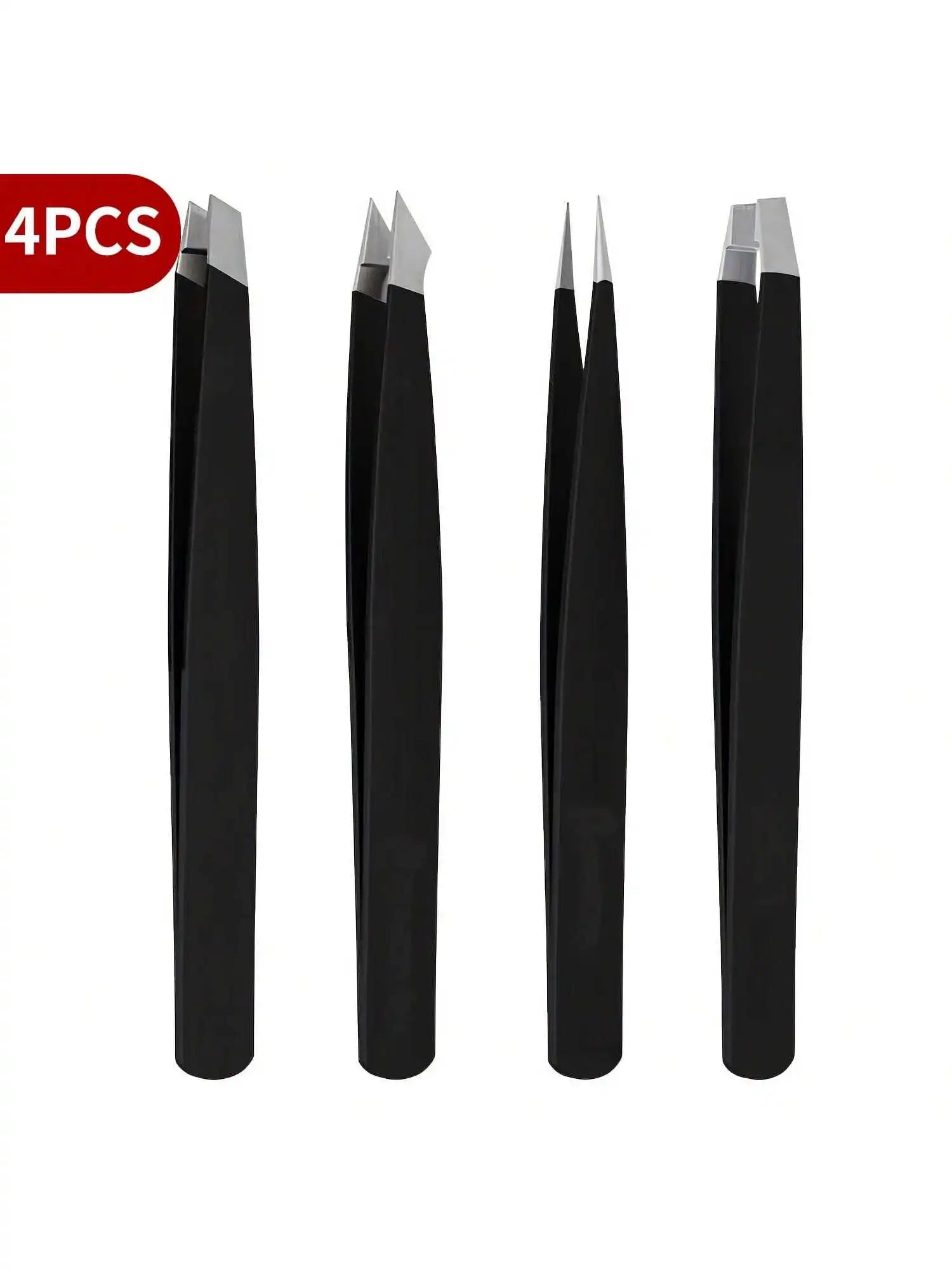 4pcs Professional Tweezers - Perfect For Eyebrow Hair Removal, Beard Pulling And Inward Growing Hair, Suitable For all