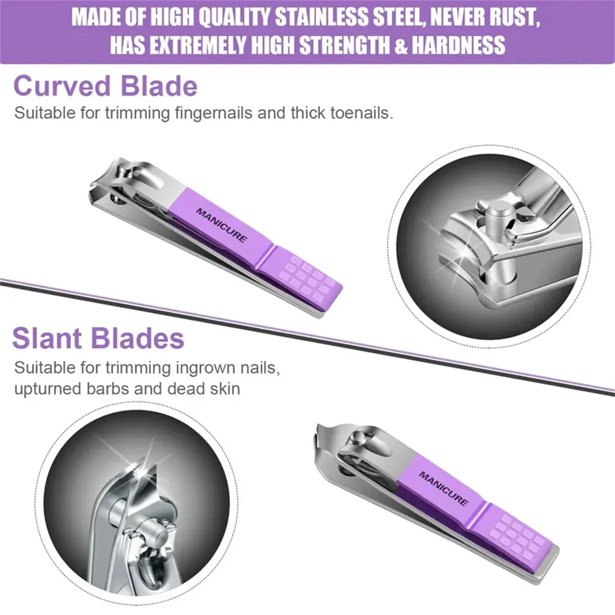 Nail Clippers Set Fingernail and Toenail Clipper Cutters, Manicure Pedicure Kit 16 Pieces Stainless Steel Professional Grooming