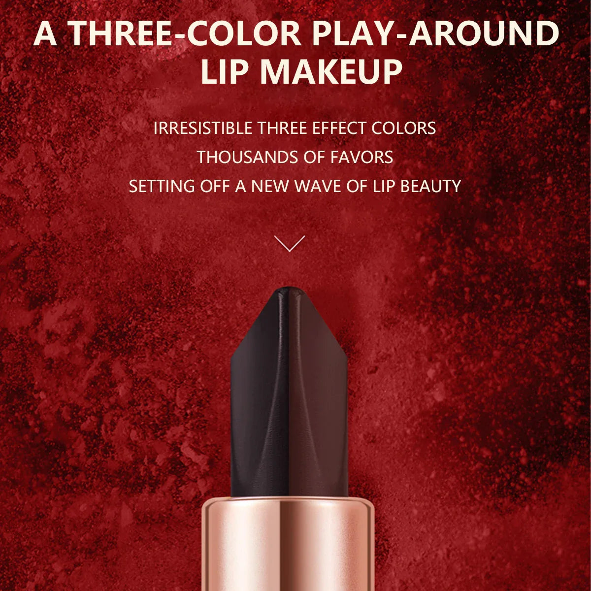 Ocheal Satin-Like Color-Holding Tri-Color Lipstick  Waterproof Long Lasting Liquid Lipstick Tint Moisturizing Tear Off Lip Stain