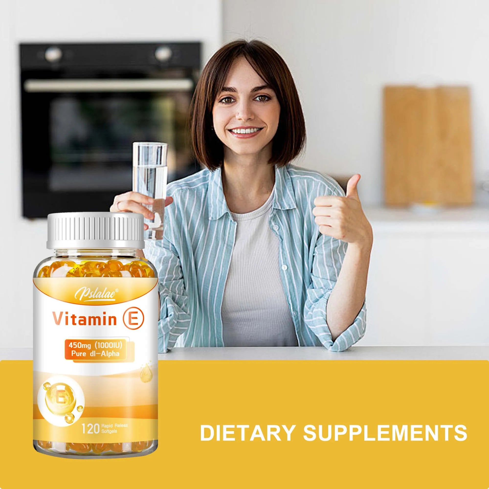 Vitamin E - Promotes Skin, Hair, Nails, Immune and Eye Health, Antioxidant - 120 Capsules