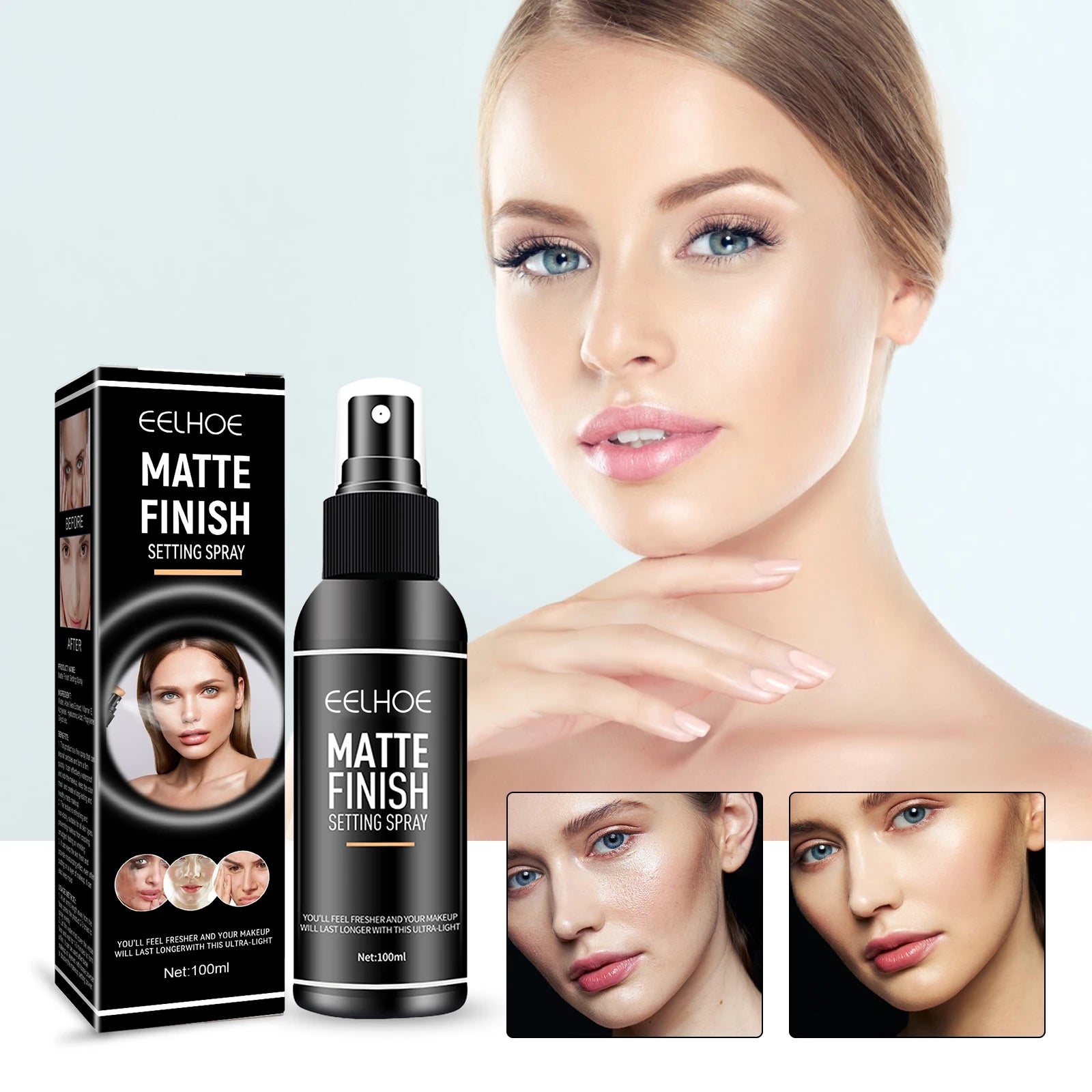 EELHOE Matte Makeup Setting Spray Oil Control Long-lasting Waterproof Refreshing Non-sticky Lock Matte Finish Setting Spray